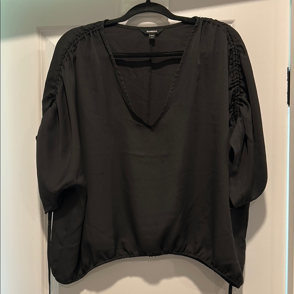 Express Black Blouse with V-Neck